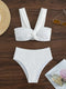 Split Solid Color Triangle Bikini Swimsuit