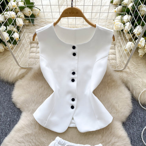 Crew Neck Vest & Pleated Skirt 2Pcs
