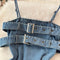 Irregular Design Furry Denim Camisole