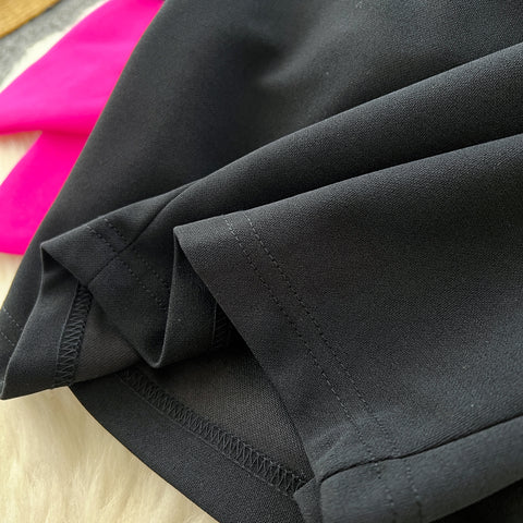 3D Rose Rhinestone Studded Black Dress