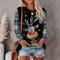 Round Collar Christmas Painting Printed T-shirt