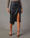 Knotted PU High-cut Split Skirt