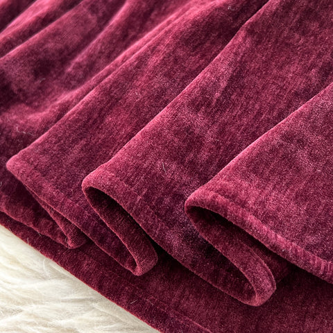 Lace-up Corduroy Dress&Jacquard Vest 2Pcs