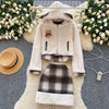 Cutie Bear Hoodie & Plaid Skirt 2Pcs