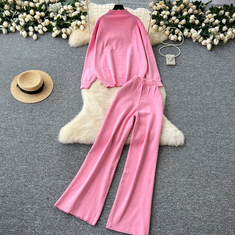 Monogrammed Sweater&Trousers Casual 2Pcs