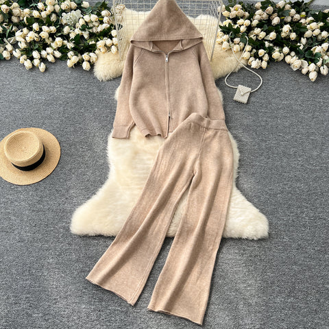 Knitted Hoodie&Trousers Casual 2Pcs