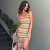 Colorful Striped Bodycon Slip Dress