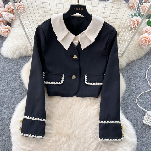 Lapeled Blazer&Draped Skirt 2Pcs