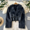 Furry Collar Buckled Short Jacket