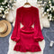 Solid Color Ruffled Knitted Dress