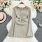 V-neck Flared Sleeve Knitted Dress