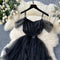 Elegant Black Mesh Sequined Slip Dress