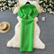 Elegant V-neck Sequined Green Dress