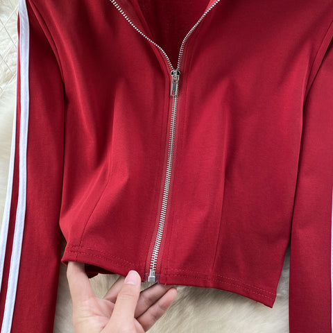 Zipped Jacket&Shorts Striped 2Pcs