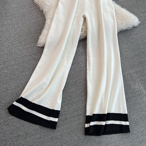 Sleeveless Knitwear&Wide-leg Trousers 2Pcs