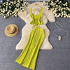 Hollowed Camisole&Fishtail Skirt Knitted 2Pcs