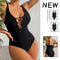 Solid Color Drawstring Tight One-piece Swimsuit