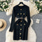 Metal Button Cardigan Dress with Belt