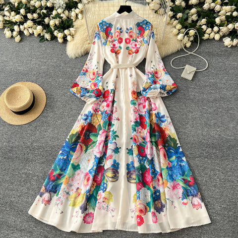 Courtly Floral Printed Shirt Dress