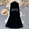 Vintage Single-breasted Black PU Dress