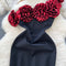 Slant 3D Rose Neckline Black Dress