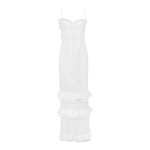 French Style White Crochet Slip Dress