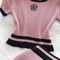 Knitwear&Skirt Color Blocking Sportswear 2Pcs