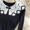 Niche Doll Collar Knitted Black Dress