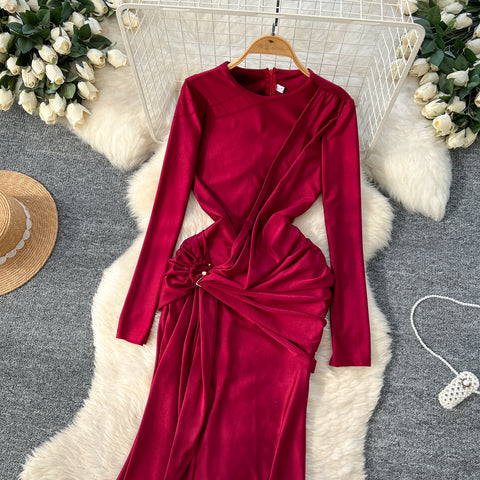 French Style Knotted Buckle Party Dress