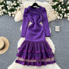 Beaded Mesh Pendulum Purple Dress