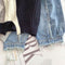 Denim Sleeve Patchwork Colorful Sweater