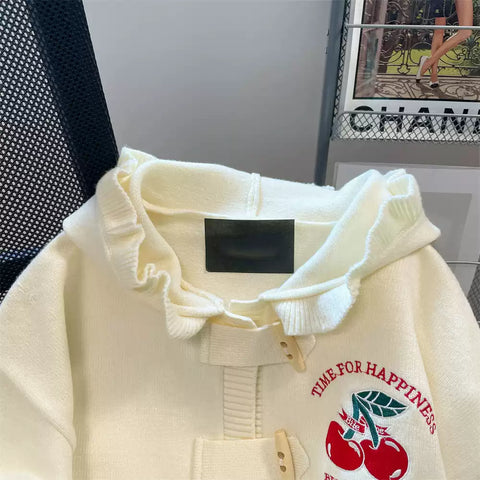 Mori Horn Button Hooded Cardigan