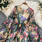 Courtly Colorful Floral Chiffon Dress