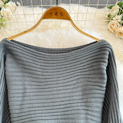 Striped Sweater&Slim Skirt 2Pcs