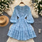 French Style V-neck Lace Puffy Dress