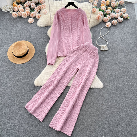 Twisted Sweater&Draped Trousers 2Pcs