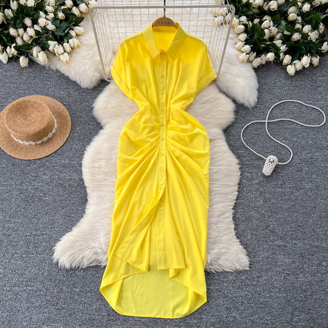 Slim-fit Pleated Shirt Dress