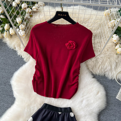 Red Sweater&Polka Dot Skirt 2Pcs