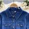 Polo Collar Denim Shirt Dress