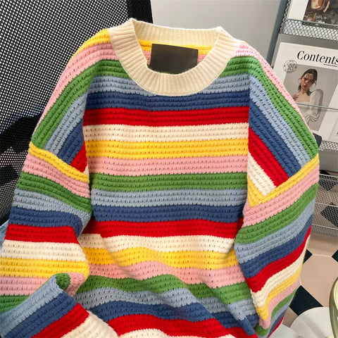 Rainbow Striped Fringed Knitwear