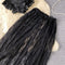 Ruffled Jumpsuit&Mesh Skirt Black 2Pcs