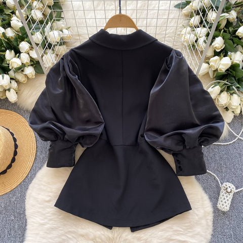 Niche Suede Patchwork Black Blazer