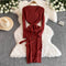 V-neck Bodycon Split Knitted Dress