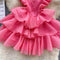 High-end Puffy Ruffle Dress with Ribbon