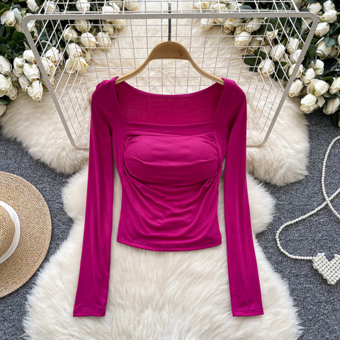 Square Neckline Padded Short Top