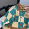 Irregular Design Color-blocking Plaid Cardigan