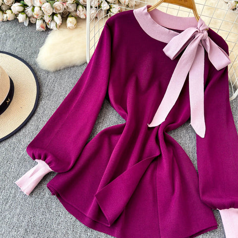 Bow-tie Knitwear&Trousers Knitted 2Pcs