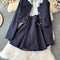 Short Blazer&Short&Patchwork Dress 3Pcs