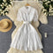 Stand Collar White Lace Patchwork Dress