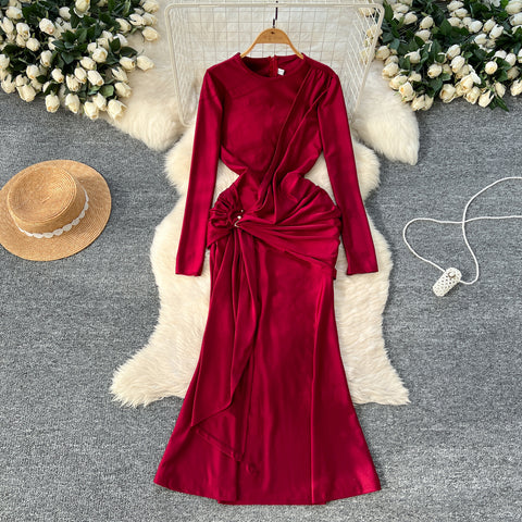 French Style Knotted Buckle Party Dress